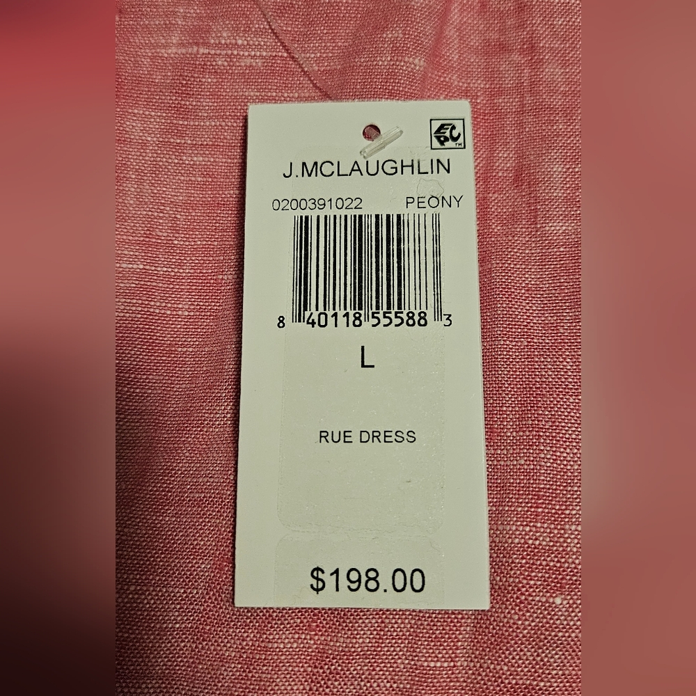NWT J. McLaughlin Rue Dress: Linen/sleeveless: Color- Peony: Size-Large - Picture 10 of 14